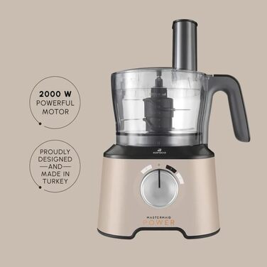 Кухонний комбайн Karaca Mastermaid Power 2000 Вт, 10 в 1, 1,5 л, подрібнювач, блендер, для подрібнення льоду, бежевий