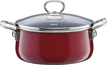 Набір емальованого посуду Riess NOUVELLE ROSSO EXTRA STARK, 5 предметів: каструлі з кришками 16/20/24 см, сотейник з кришкою 20 см, сковорода 28 см