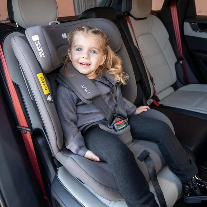 Автокрісло KikkaBoo i-Size i-FLIT 9-36 кг, ISOFIX, група 1/2/3, 15 міс. - 12 років, збоку SPS, Top Tether, регульована підголовник (Світло-сірий)