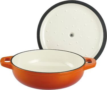 Жаровня з кришкою GSW Orange Shadow, чавунна, 30 см, помаранчева/кремова
