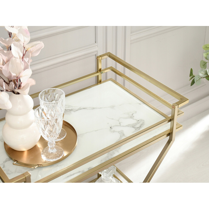 Стіл Mebel-Partner прямокутний, 70 x 46 x 81 см, білий з золотим