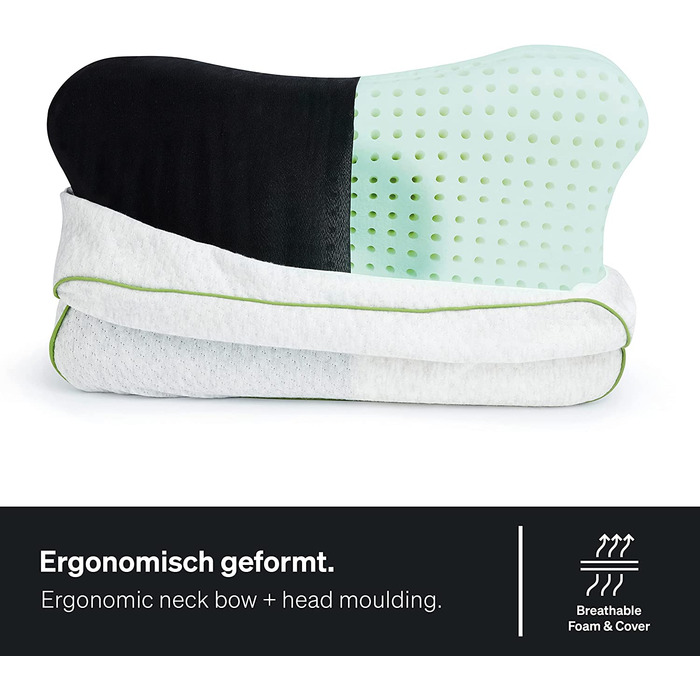 Ортопедична подушка BLACKROLL RECOVERY PILLOW 50x30 см, ергономічна подушка для сну з чохлом для подорожей, в'язкоеластичний меморі пін, вироблено в Німеччині, світло-сіра
