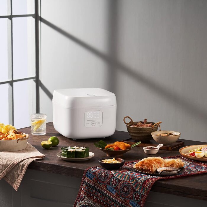 Рисварка електрична Joyami Mini Smart 0.8л з антипригарним покриттям, біла - для 1-3 осіб