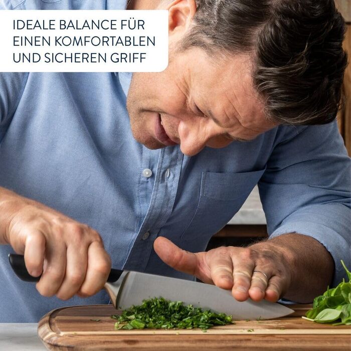 Набір кухонних ножів з підставкою Jamie Oliver by Tefal, 6 предметів, сталь з криозагартуванням, підставка з акацієвого дерева, коричневий, K267S556