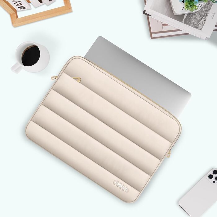 Захисний чохол-сумка для ноутбука MOSISO Puffy 15 дюймів, м'який padded sleeve (колір: пісочний)