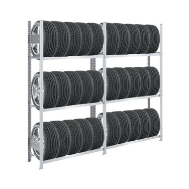 Стеляж для шин PROREGAL TIRE PRO, німецька якість, 200x200x43 см, 3 полиці, вантажопідйомність 150 кг, до 10 шин на полицю, оцинкований