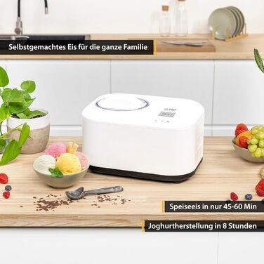 Морозивниця та йогуртниця TZS First Austria з компресором, 1 л, для домашнього використання, самостійне охолодження, знімна чаша, мірний стакан і лопатка в комплекті