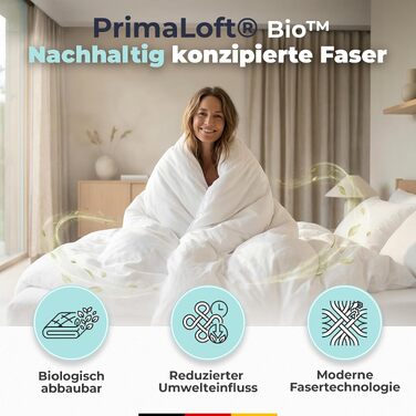 Всесезонна ковдра BEFA NATUR Primaloft Bio 240x220 см, веганська альтернатива пуху, мікроволокно, 1220г, Oeko-TEX Standard 100, Made in Germany