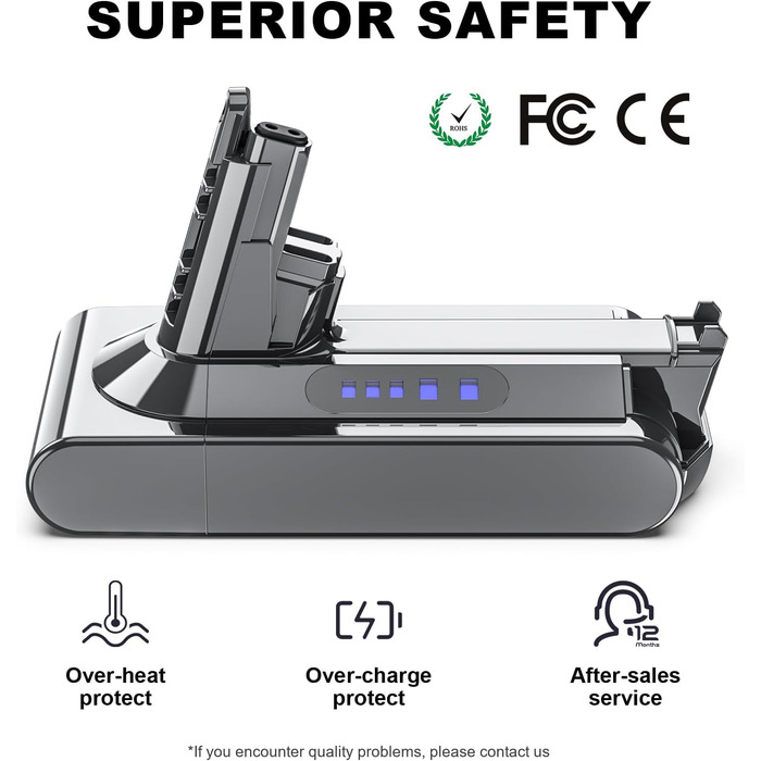 Акумулятор 6000mAh для пилососа Dyson V10 (SV12), сумісний з V10 Animal, Absolute, Motorhead, Fluffy, Total Clean, 6.0Ah, запасний акумулятор для Dyson