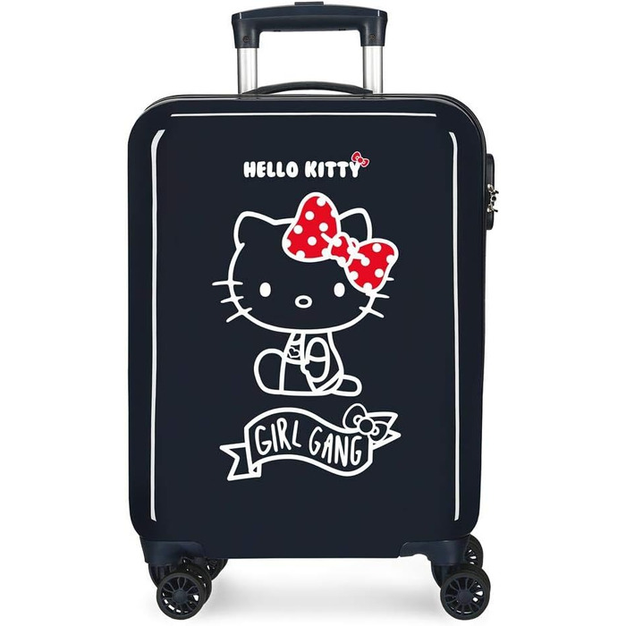 Дитяча валіза Hello Kitty Girl Gang, синя, 38x55x20 см, ABS, 35 л, 4 колеса, з кодовим замком, ручна поклажа