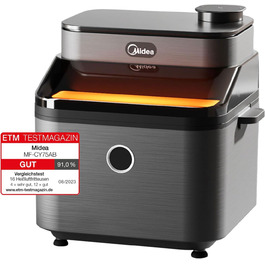 Аерофритюрниця Midea DualTaste 7 л з оглядовим вікном, 8 програм, 1650 Вт, хрусткий та соковитий режим, для запікання, грилю, розморожування, таймер до 12 годин, посудомийна решітка