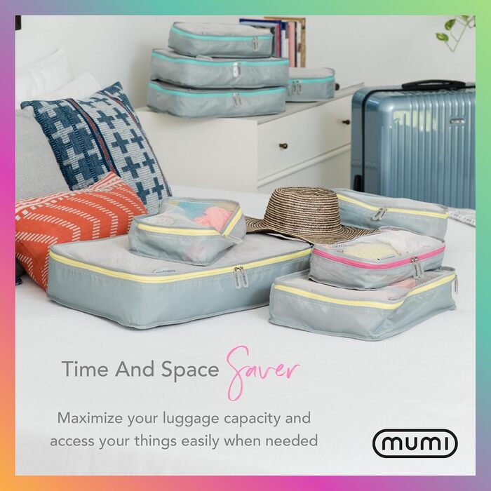 Набір органайзерів для подорожей MUMI Packing Cubes, 5 шт. для валізи та дорожніх сумок, сірий колір