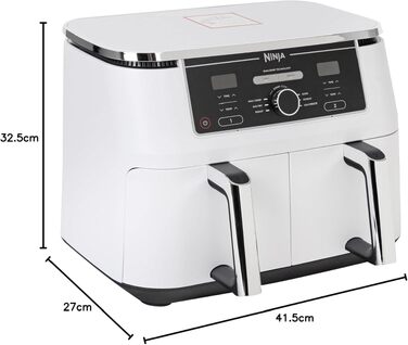 Аерофритюрниця Ninja Foodi MAX Dual Zone AF400EUWH з двома зонами приготування, біла
