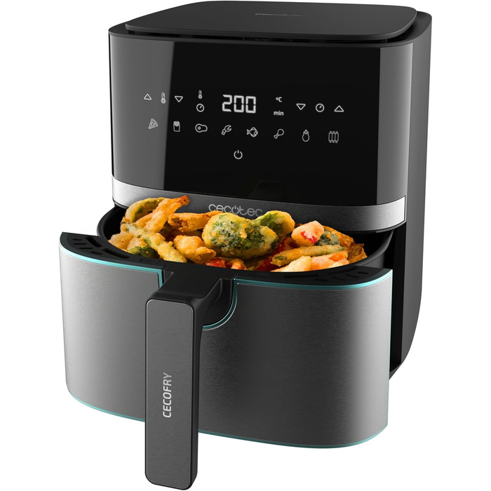 Фритюрниця без олії Cecotec Cecofry Full InoxBlack Pro 5500, 5.5 л, 1700 Вт, 8 режимів, PerfectCook, LED-дисплей