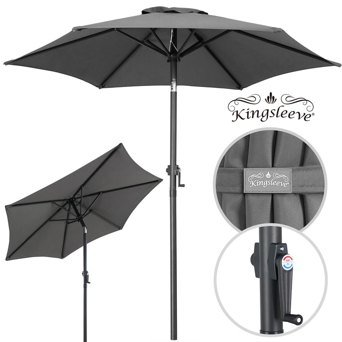 Парасолька Fiji Anthracite Ø200см Захист від ультрафіолету 80+ з кривошипом