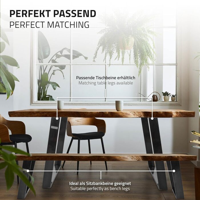 Комплект з 2-х металевих ніжок для столу ML-Design, 80° нахил, 40x43 см, індустріальний стиль, сталеві підставки для меблів, ніжки для лавки