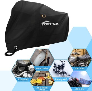 Водонепроникний чохол для мотоцикла XXL Toptrek, зимовий, з отвором для замка, для Harley-Davidson, Honda, Suzuki, Kawasaki, 245x105x125 см
