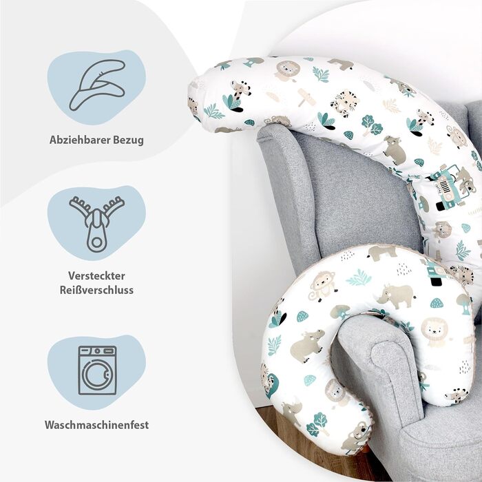 Подушка для вагітних та годування Totsy Baby XXL, анатомічна подушка для сну та підтримки тіла, бавовняний чохол Oeko-Tex