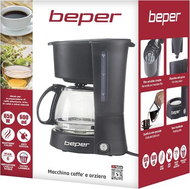 Кавоварка BEPER BC.060 Americano 600 мл, ABS, чорна