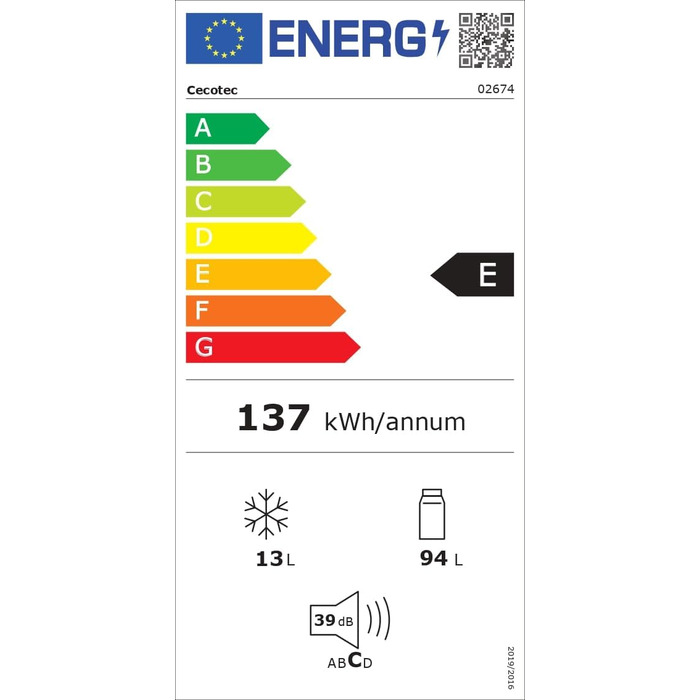 Міні-холодильник Cecotec Bolero CoolMarket TT 107: 107 л, Inox, регулювання температури, ящик для овочів, морозильна камера, тиха робота