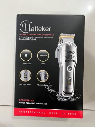 Професійна машинка для стрижки волосся Hatteker для чоловіків, тример для бороди, акумуляторна, USB-зарядка, LED-дисплей