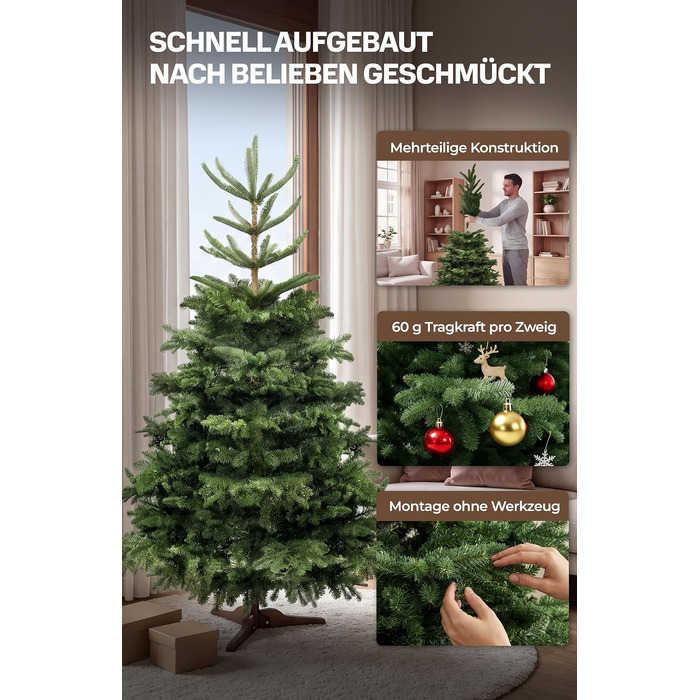 Штучна ялинка 4smile Nordmann (Нордманська ялина), 150 см, стандартна, без гірлянди