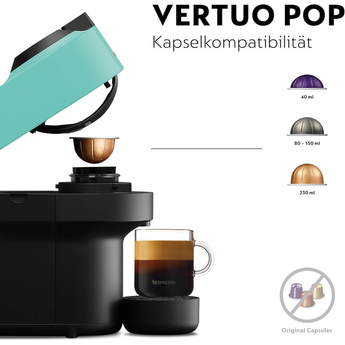Nespresso Vertuo Pop Krups XN9204: Кавомашина капсульна, 560 мл, Aqua Mint