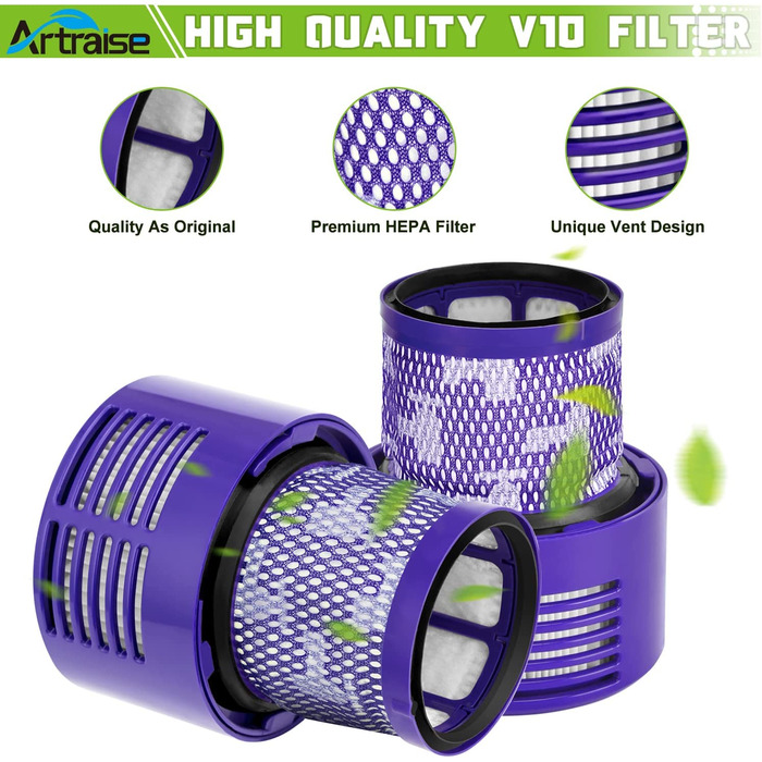 Миючий HEPA-фільтр Artraise V10 для Dyson V10 SV12 Cyclone Animal Absolute Motorhead, 4 шт., змінний фільтр для пилососа, заміна DY-969082-01