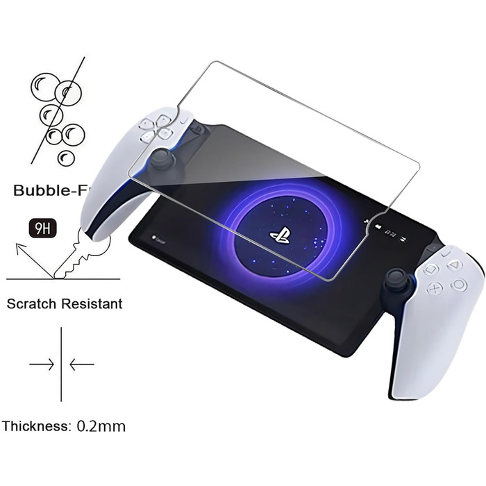 Захисне скло GIOPUEY для PlayStation Portal, 2 шт, прозоре, стійке до подряпин, олієвідштовхувальне, сумісне з чохлом