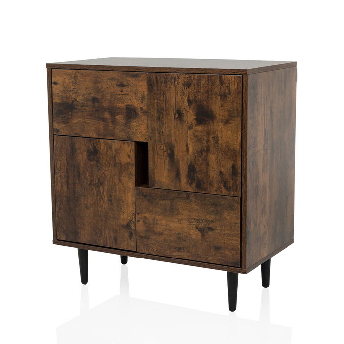 Сервант / комод LYKKJA 77x39,5x72 см 2 шухляди 2 двері коричневий/чорний hjh LIVING
