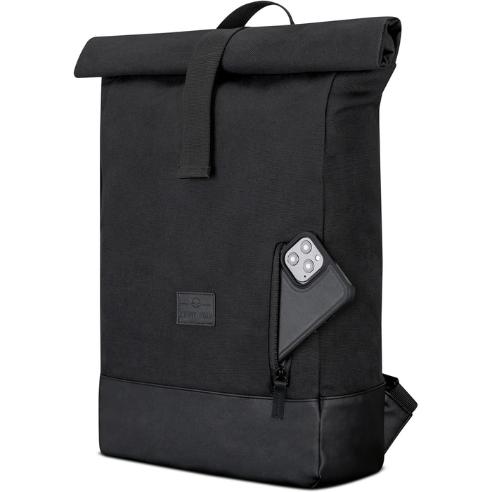 Рюкзак Johnny Urban Rolltop Adam Large для ноутбука 16'', водонепроникний, антрацит/чорний, міцний бавовняний канвас, унісекс