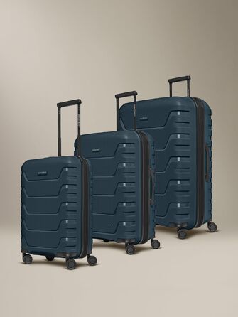 Набір валіз Smartbox Edition 01 (3 шт.) розширювані, твердий корпус з поліпропілену, S M L, TSA замок, 4 подвійні колеса, Navy