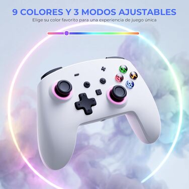 Бездротовий ігровий контролер ECHTPower для PC, Switch, Steam Deck, Android, iOS — RGB підсвічування, Hall-джойстики, вібрація, Turbo, акумулятор 800mAh (Білий)