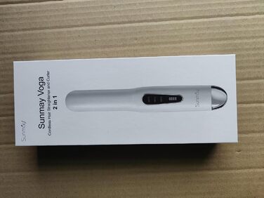Бездротовий міні-випрямляч для волосся SUNMAY Voga Mini 2-в-1: випрямляч і плойка, USB-зарядка, акумулятор 5000 мА·год, 3 температури, для подорожей, білий