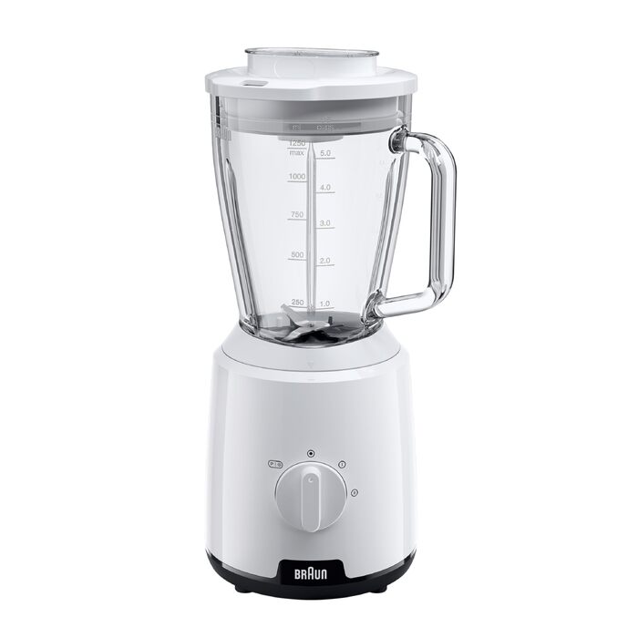 Блендер Braun PowerBlend 1 JB1050WH білий - скляна колба 1.5л, 600 Вт, подрібнювач, для смузі та льоду