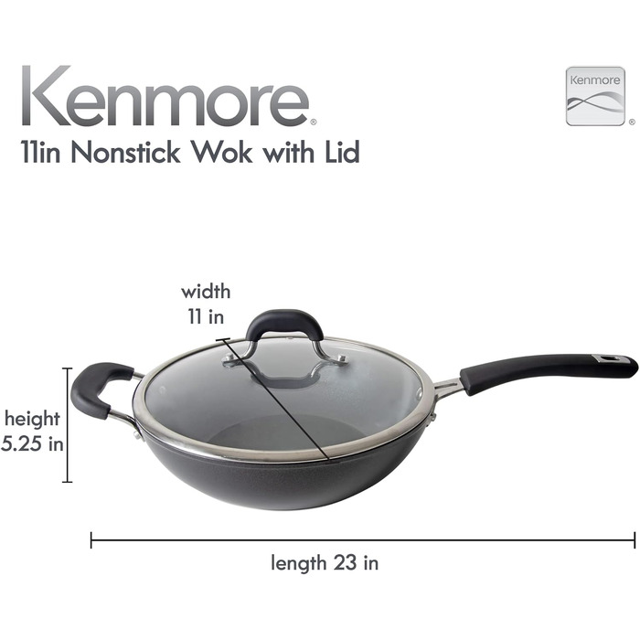 Набір посуду Kenmore Elite Andover, 10 предметів, алюміній кований з антипригарним покриттям, блакитний Glacier Blue (вок 28 см, чорний/кристали)