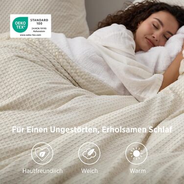 Фланелевий комплект постільної білизни BEDsure 3 предмети, теплий зимовий набір, бежевий, 155x220 см та наволочка 80x80 см