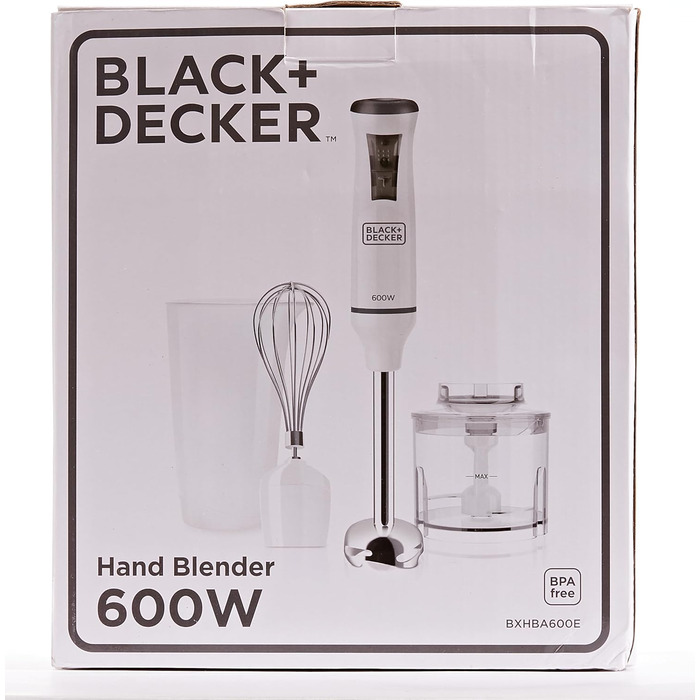 Занурювальний блендер Black+Decker, 600 Вт, 3 насадки