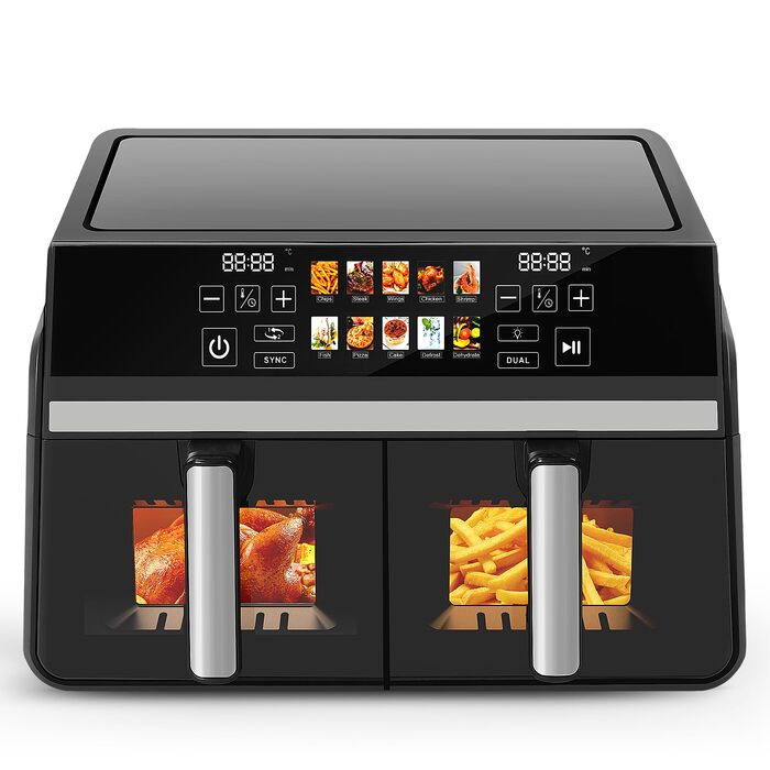 Аерофритюрниця Citybee XXL 10л з двома камерами (5л+5л), сенсорне керування, Dual Zone, 2200 Вт, чорна