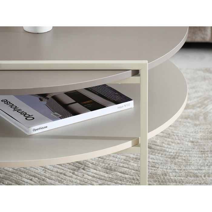 Журнальний стіл Mebel-Partner круглий, 80 x 80 x 45 см, кремовий, відтінки бежевого