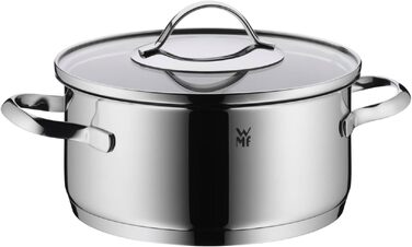 Каструля WMF Aparto 20 см з кришкою зі скла, 2.6 л, нержавіюча сталь Cromargan, для індукційних плит