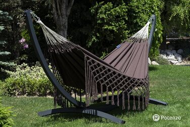 Двомісний гамак Potenza Medelin Boho з каркасом, 100% бавовна, 230x160 см, до 200 кг, для вулиці, подвійний, стійкий до погодних умов