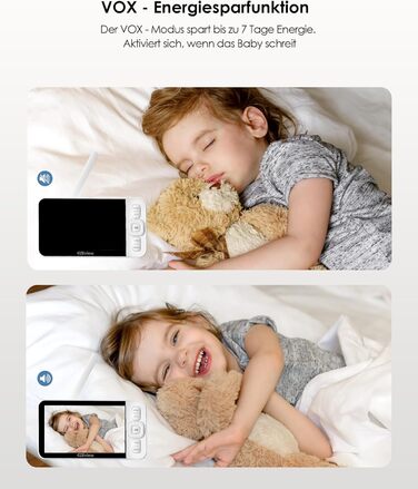 Відеоняня з камерою 2K HD Wi-Fi Babyphone з додатком, 360° огляд, 4x Zoom, нічний режим, датчик руху/плачу/звуку, термометр, чорний - 1 камера