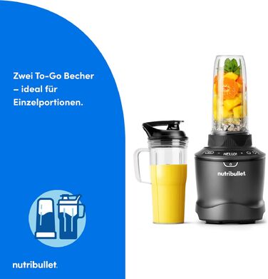 Стаціонарний блендер Nutribullet SmartSense Mixer Combo NBF550DG, 1500Вт, чаша 1.9л та стакани 700/900мл, 5 швидкостей, пульсаційний режим, чорний