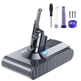 Акумулятор для пилососа Dyson V6 8000mAh з LCD-дисплеєм, сумісний з DC58-DC74, фільтри в комплекті (сірий)