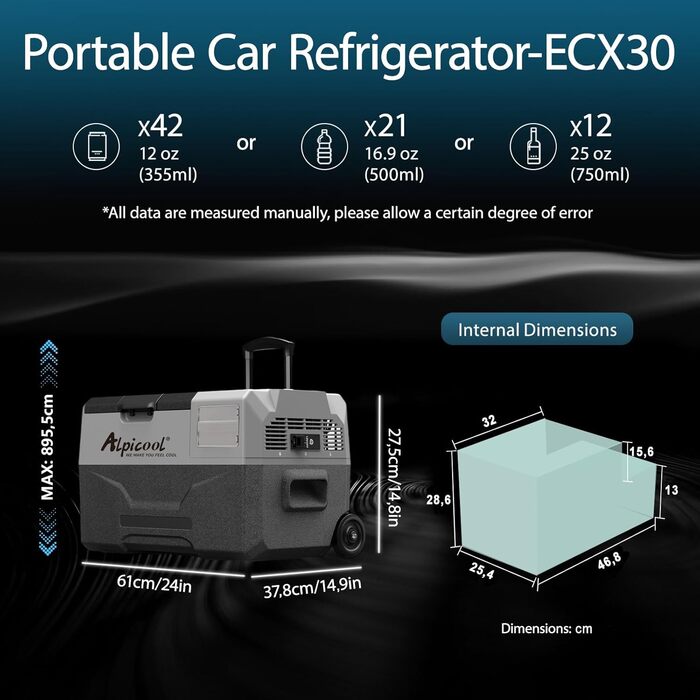 Автомобільний холодильник Alpicool CX50 50л компресорний, портативний, з USB, колесами та телескопічною ручкою для авто, кемпінгу, вантажівок, човнів
