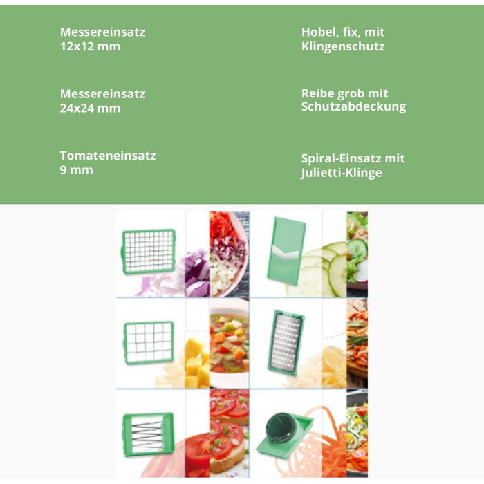 Овочерізка Genius Nicer Dicer Chef 15 в 1, зелена, багатофункціональна, для овочів, фруктів, цибулі, мандоліна, шинкування
