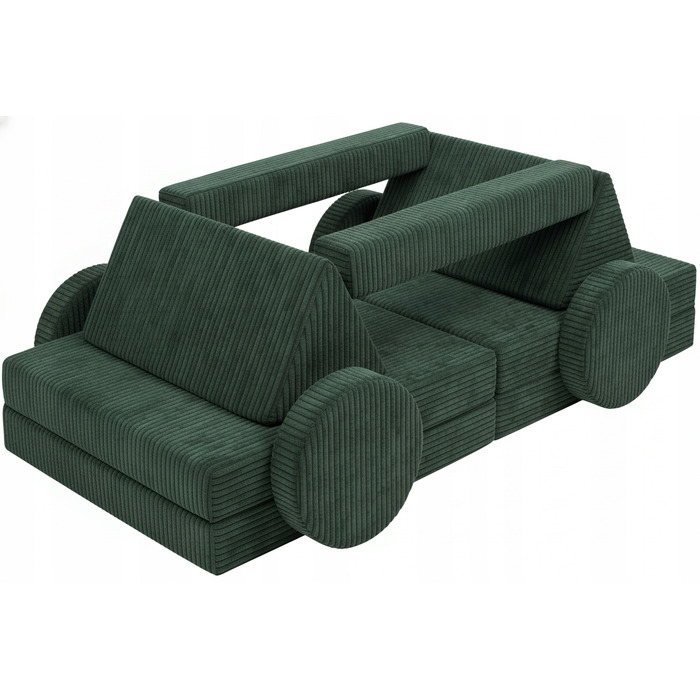 Модульний диван для дітей VELINDA, вельвет, зелений, 75x145 см
