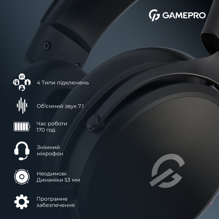 Бездротова ігрова гарнітура GamePro Asgard Skadi (HSW191B)