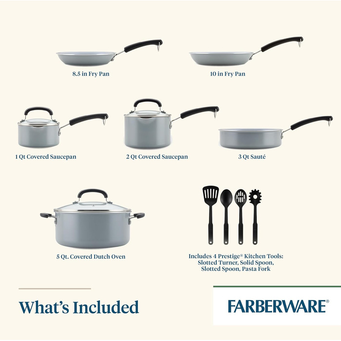 Набір посуду Farberware EcoAdvantage керамічний 13 предметів сірий антипригарний